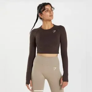 Gymshark Tops Vital Seamless Crop Top In Cherry Brown Marl